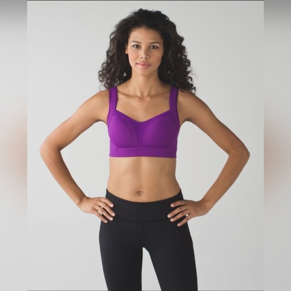 Lululemon Ta Ta Tamer Purple Sports Bra with Wide Straps and Sweetheart Neckline - Picture 1 of 4